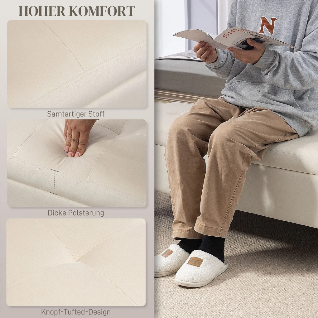 HOMCOM Πάγκος με Αποθηκευτικό Χώρο, Φορτίο έως 120kg, 120x44x44,5cm, Μπεζ