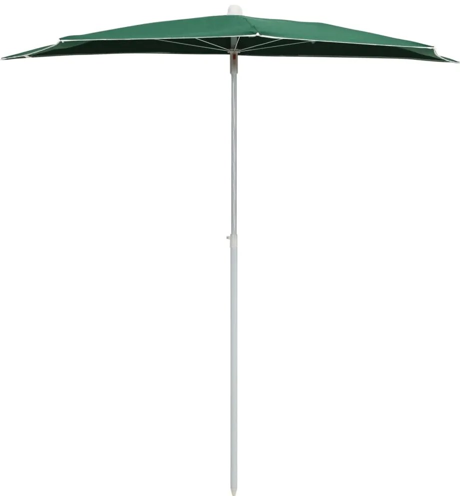 vidaXL Ομπρέλα Κήπου Μισή με Ιστό Πράσινη 180 x 90 εκ.