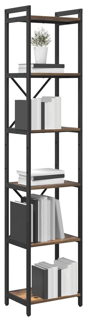 vidaXL Βιβλιοθήκη Καπνιστή δρυς 40 x 30 x 188 εκ Επεξεργασμένο ξύλο