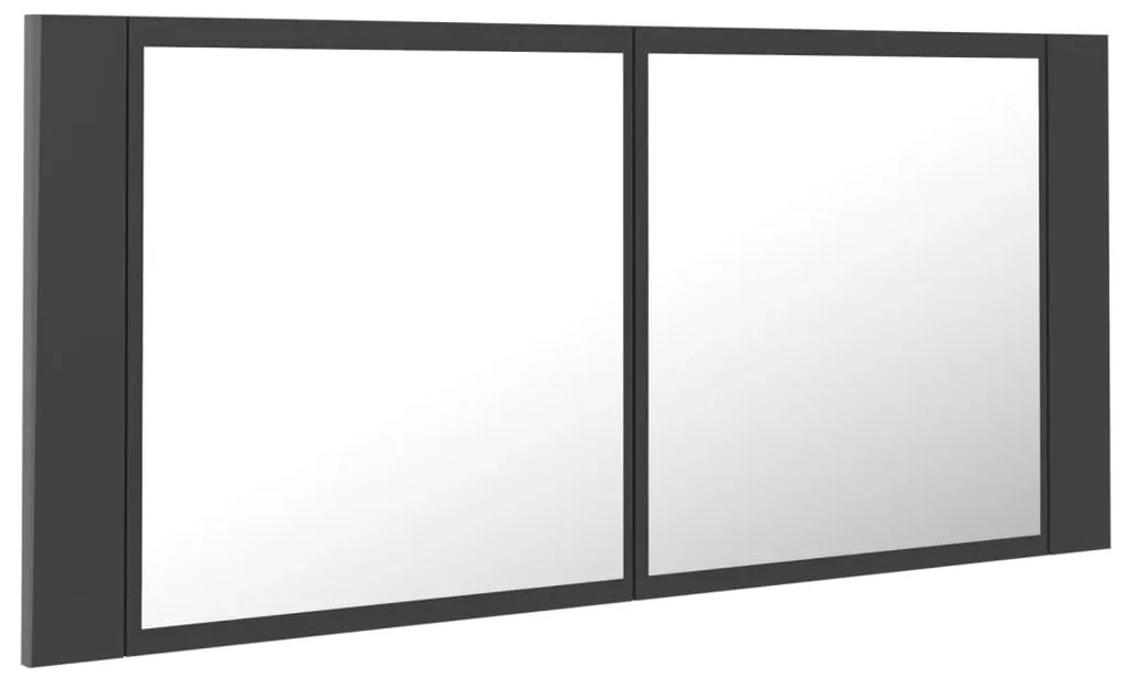 vidaXL Ντουλάπι Μπάνιου με Καθρέφτη και Φωτισμό LED Γκρι Ακρυλικός