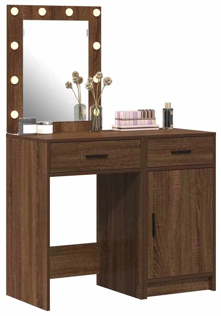 vidaXL Τραπέζι περιποίησης με συρτάρι 2 pcs Καφέ 50 x 41 x 135 εκ