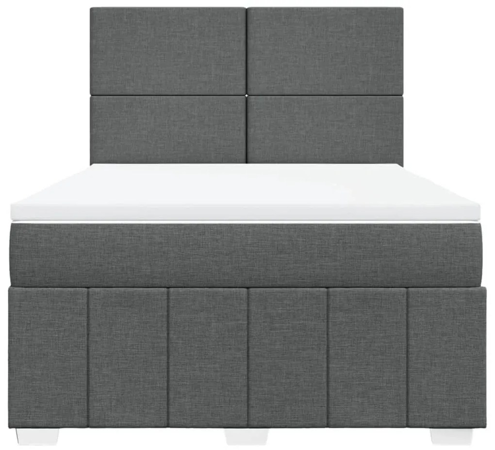 Κρεβάτι Boxspring με Στρώμα Σκούρο Γκρι 140x190 εκ. Υφασμάτινο - Γκρι