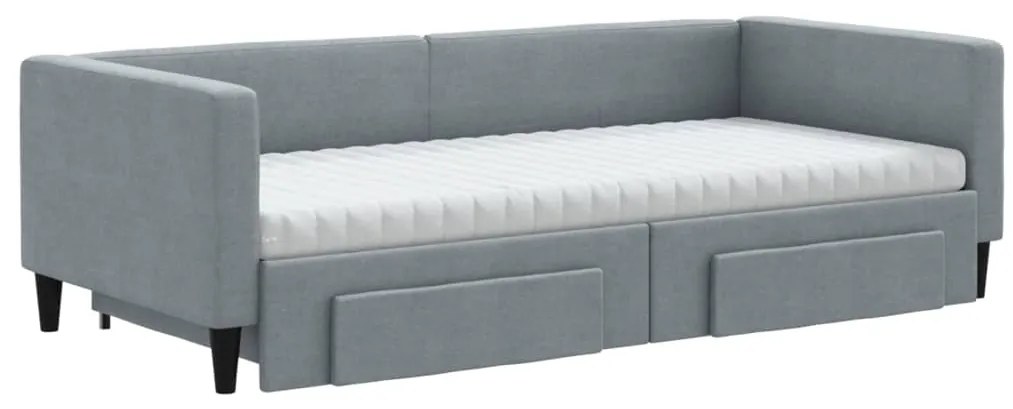 vidaXL Καναπές Κρεβάτι Συρόμενος Αν. Γκρι 90x190 εκ.Ύφασμα &amp; Συρτάρια