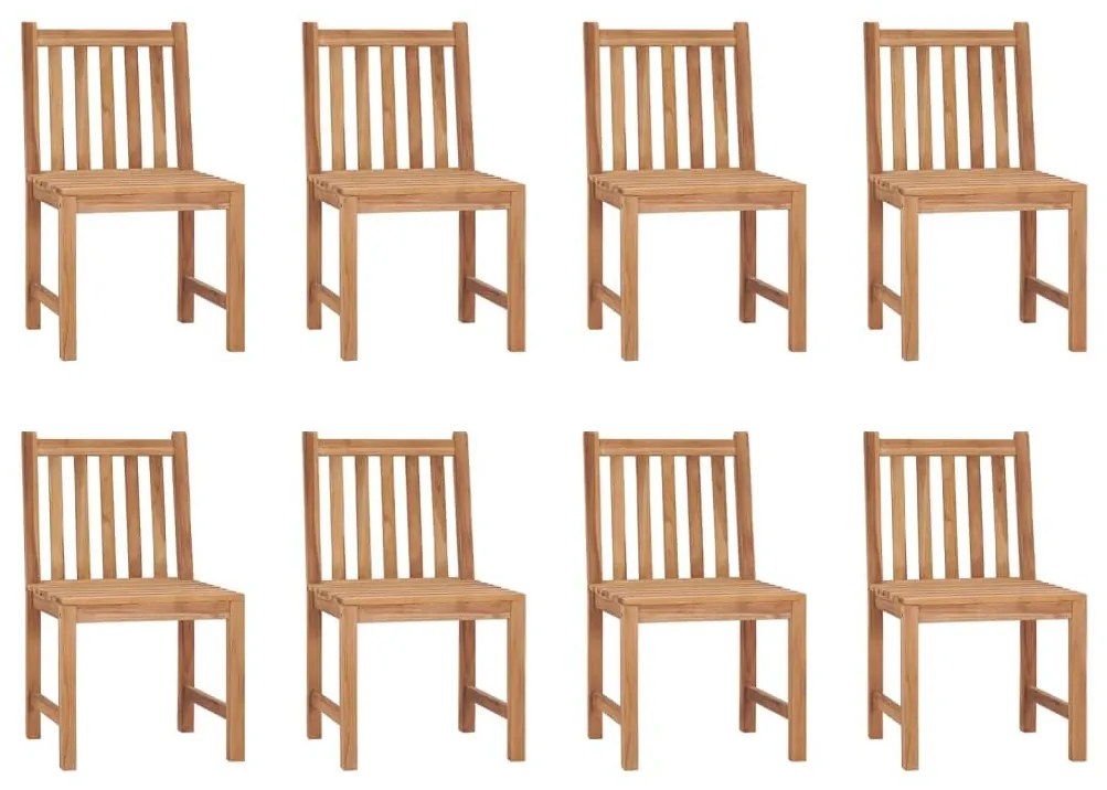 Καρέκλες Κήπου 8 τεμάχια από Μασίφ Ξύλο Teak με Μαξιλάρια - Κρεμ