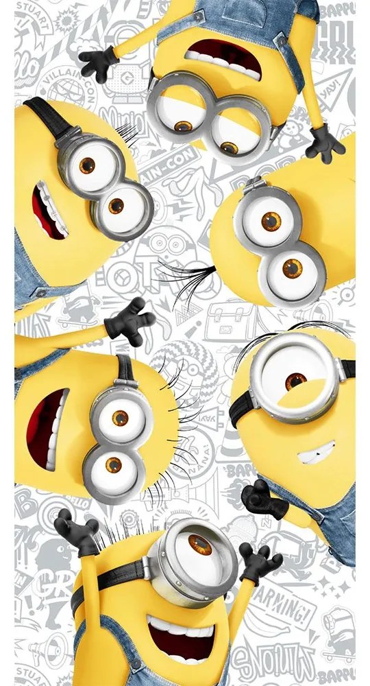 Πετσέτα Παιδική Βελουτέ Minions 47 White-Yellow Viopros Body 70x140cm 100% Βαμβάκι