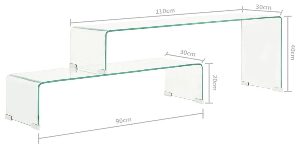 ΤΡΑΠΕΖΑΚΙ ΣΑΛΟΝΙΟΥ ΣΕΤ 2 ΤΕΜ 90X30X20/110X30X40 ΕΚ ΨΗΜΕΝΟ ΓΥΑΛΙ 284728