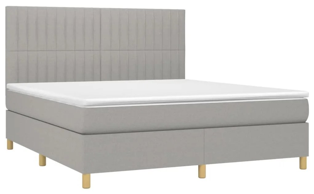 Κρεβάτι Boxspring με Στρώμα Ανοιχτό Γκρι 180x200 εκ. Υφασμάτινο - Γκρι