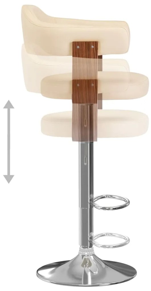 vidaXL Σκαμπό Μπαρ 2 τεμ. Κρεμ από Λυγισμένο Ξύλο και Συνθετικό Δέρμα