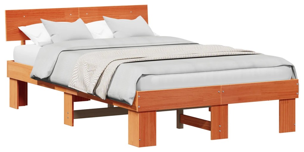 vidaXL Σκελετός Κρεβατιού Καφέ κεριού 140 x 190 cm Μασίφ ξύλο πεύκου