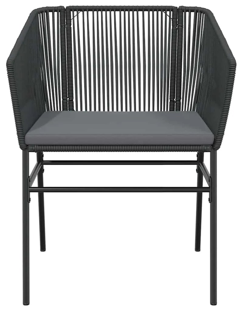 vidaXL Σετ Τραπεζαρίας Κήπου 7Τεμ. Μαύρο Συνθ.Ρατάν/Γυαλί με Μαξιλάρια