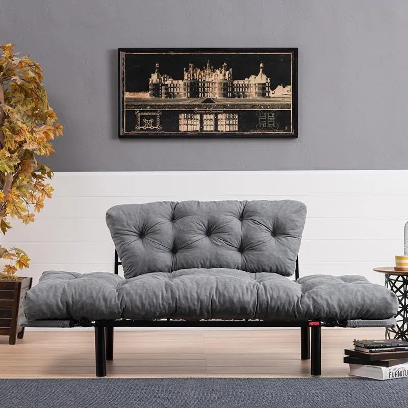 Καναπές - Kρεβάτι C-0018 2θέσιος Ύφασμα Γκρί 155x73x85 εκ. 155x73x85 εκ.