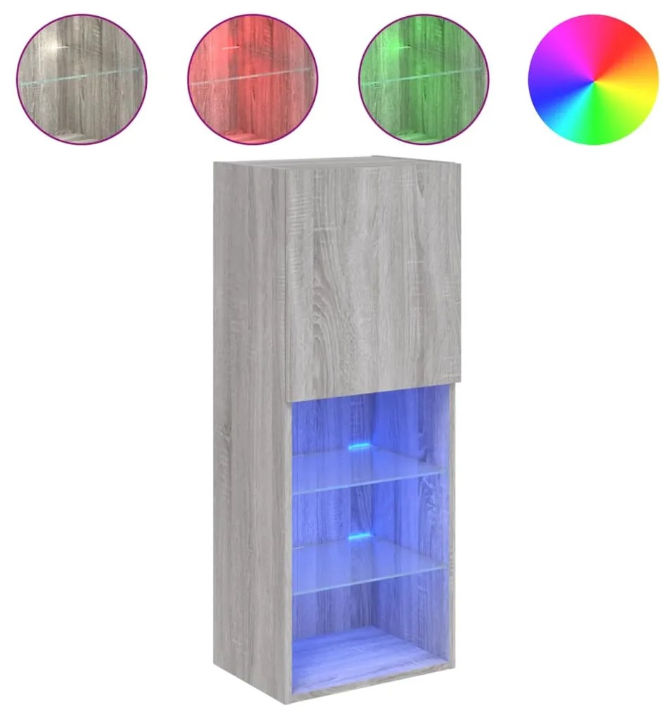 vidaXL Έπιπλο Τηλεόρασης με LED Γκρι Sonoma 40,5x30x102 εκ.