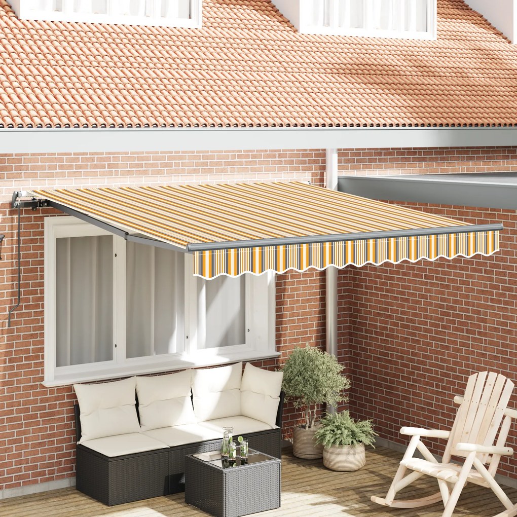 vidaXL Χειροκίνητη Ανασυρόμενη Τέντα Ριγέ 350x250 εκ.