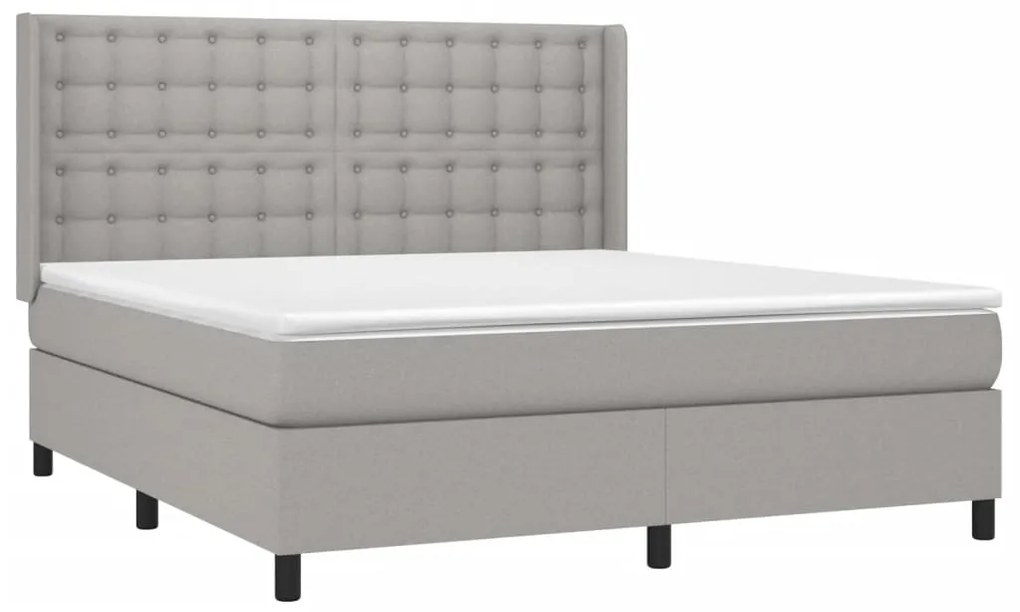 Κρεβάτι Boxspring με Στρώμα Ανοιχτό Γκρι 180x200 εκ. Υφασμάτινο - Γκρι