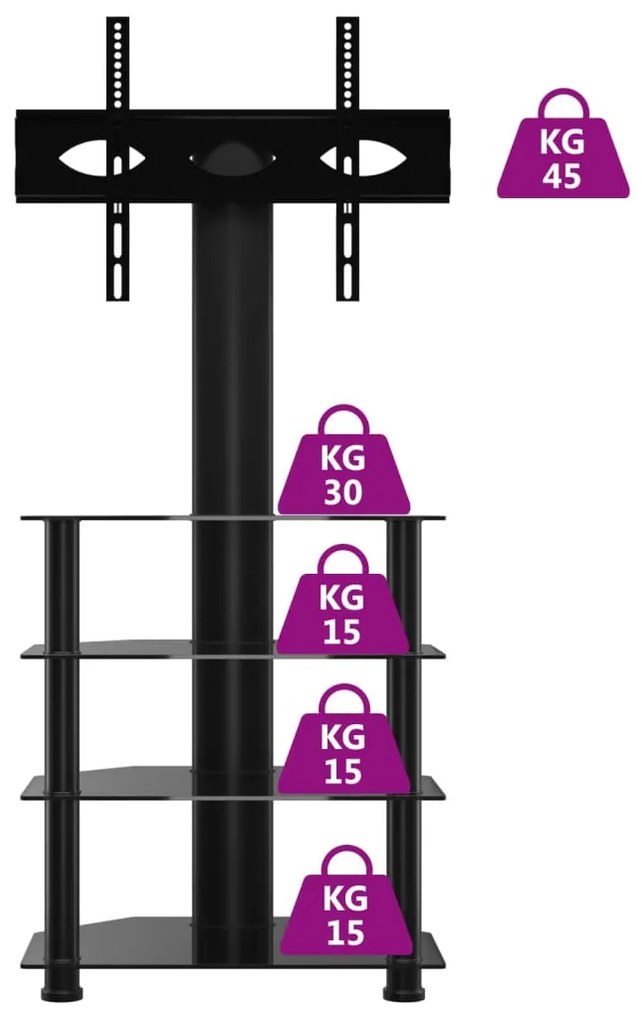 vidaXL Βάση Τηλεόρασης Γωνιακή 4 Επιπέδων για 32-70 Ιντσών Μαύρη