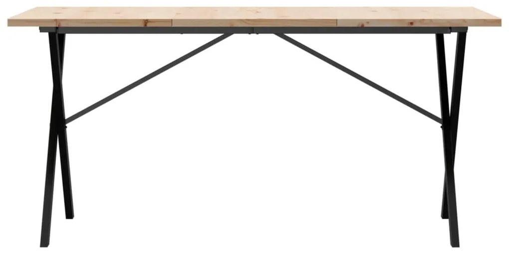 vidaXL Τραπέζι Τραπεζαρίας Πλαίσιο X Μασίφ Πεύκο/Ατσάλι