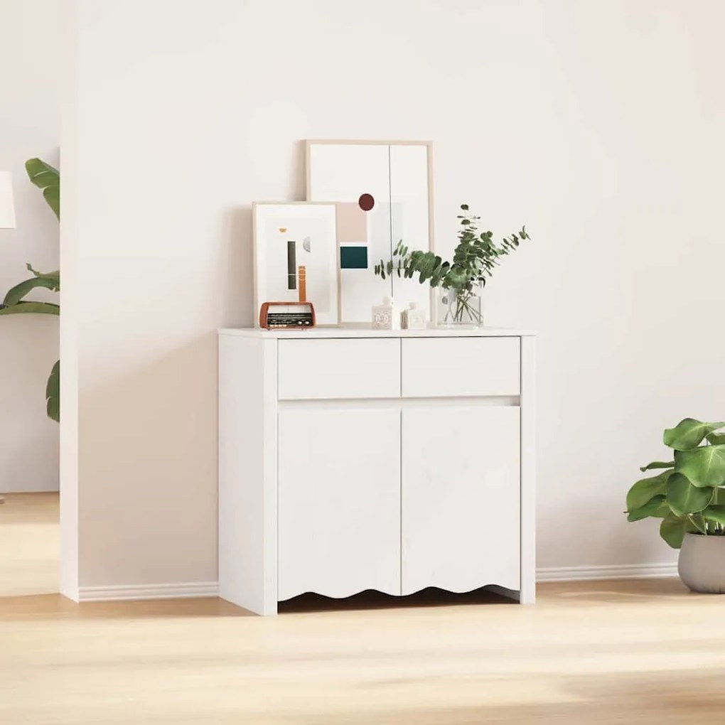 vidaXL Πλαϊνό γραφείο Λευκό 79 x 43 x 75.5 εκ Μασίφ ξύλο πεύκου