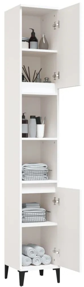 vidaXL Ντουλάπι Μπάνιου Λευκό 30 x 30 x 190 εκ. από Επεξεργασμένο Ξύλο