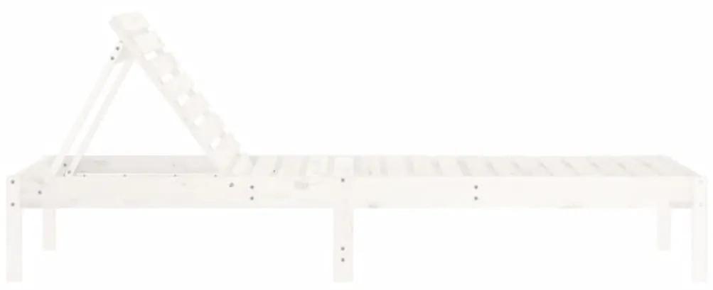 Ξαπλώστρες 2 τεμ. Λευκές 199,5x60x74 εκ. από Μασίφ Ξύλο Πεύκου - Λευκό