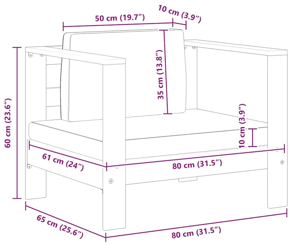 vidaXL Πολυθρόνα Κήπου από Μασίφ Ξύλο Ακακίας με Σκούρο Γκρι Μαξιλάρι