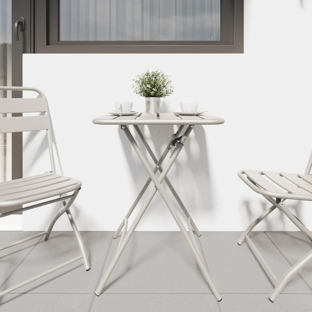 vidaXL Πτυσσόμενο Τραπέζι Κήπου Μπεζ 55x55x73 εκ. Χάλυβας