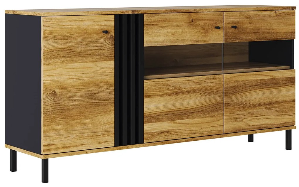 Μπουφές HAYDON Barocco oak gold/Ανθρακί 165x40x82cm