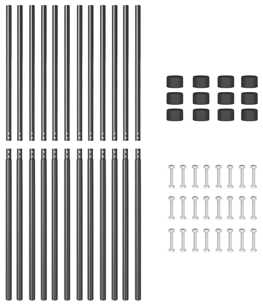 vidaXL Στύλος Περιφράξεων 12 pcs Γκρι Ατσάλι με Επικάλυψη Πούδρας