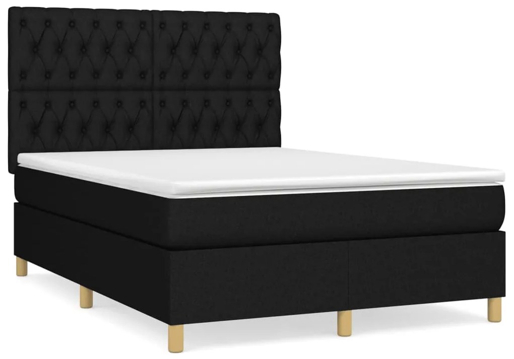 ΚΡΕΒΑΤΙ BOXSPRING ΜΕ ΣΤΡΩΜΑ ΜΑΥΡΟ 140X200 ΕΚ. ΥΦΑΣΜΑΤΙΝΟ 3142579