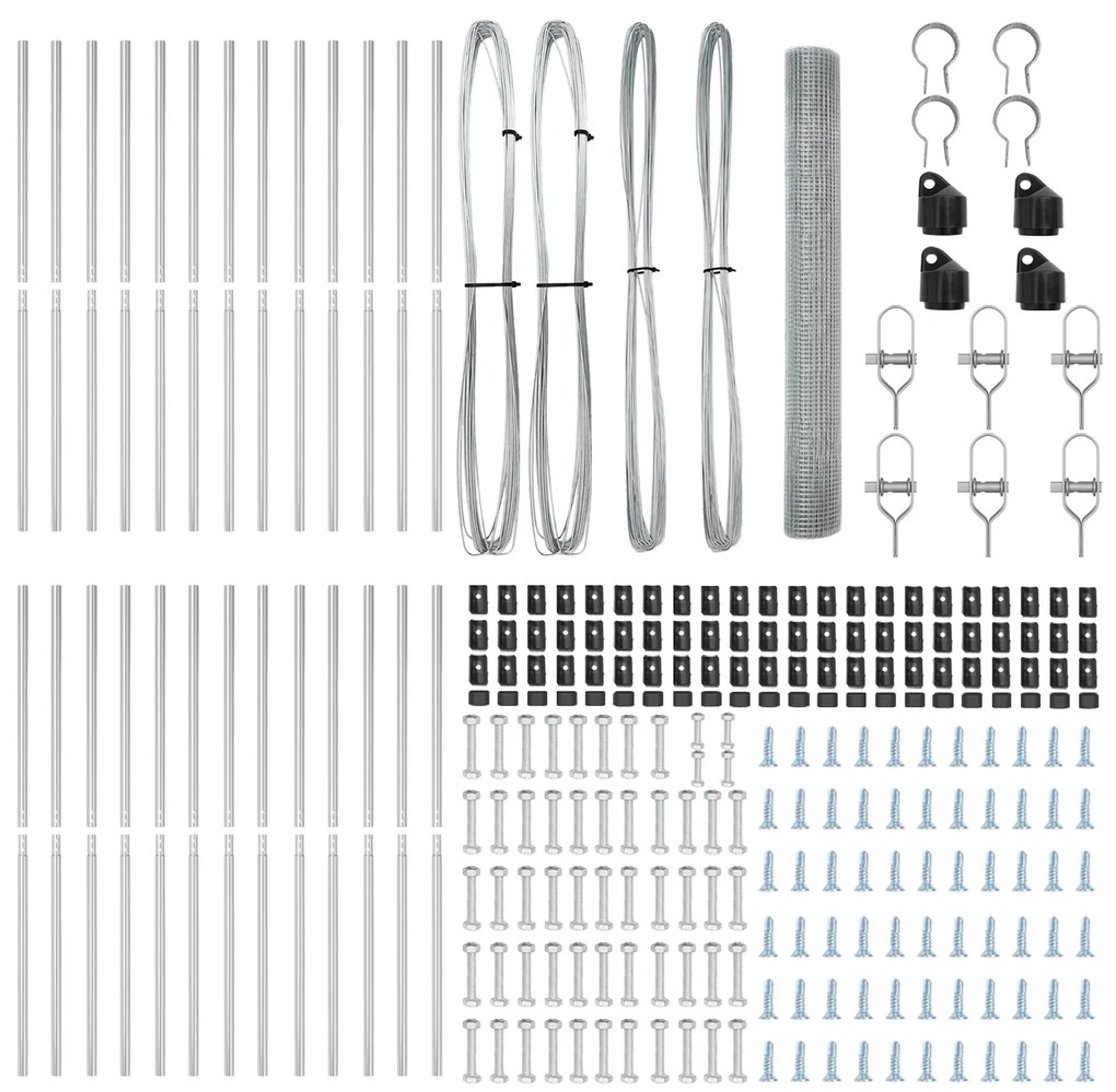 vidaXL Welded Wire Fence με 13 Πόλους 1x100 μ Γαλβανισμένος Χάλυβας