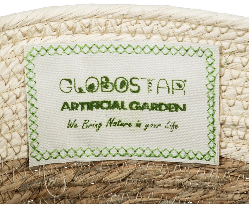 GloboStar® Artificial Garden KALYMNOS 20329 Διακοσμητικό Πλεκτό Καλάθι - Κασπώ Γλάστρα - Flower Pot Μπεζ με Καφέ Φ25cm x Υ22cm