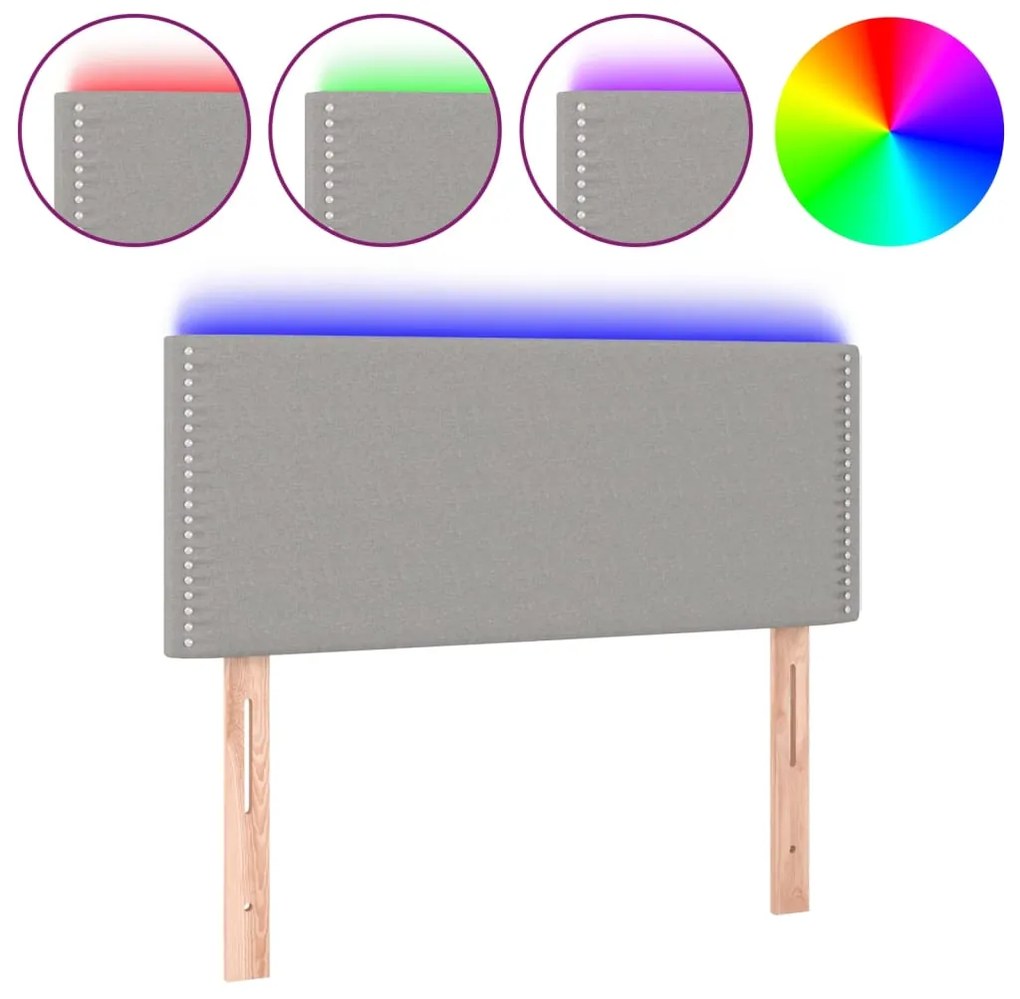 vidaXL Κεφαλάρι Κρεβατιού LED Ανοιχτό Γκρι 100x5x78/88 εκ. Υφασμάτινο