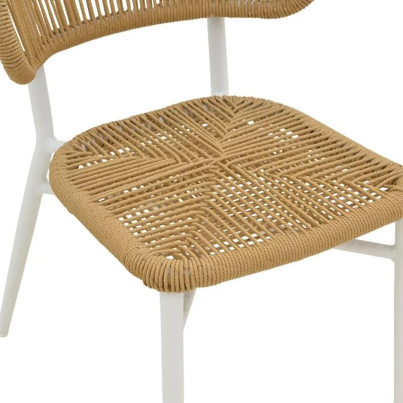 Καρέκλα Agus αλουμινίου-pe rattan στοιβαζόμενη σε λευκή απόχρωση 55x63x77εκ 55x63x77 εκ.