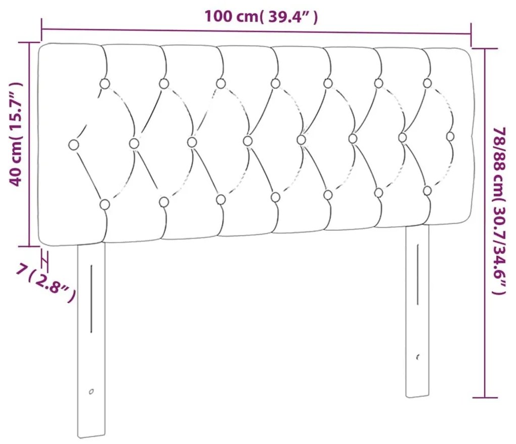 Κεφαλάρι Κρεβατιού LED Ανοιχτό Γκρι 100x7x78/88 εκ. Υφασμάτινο - Γκρι
