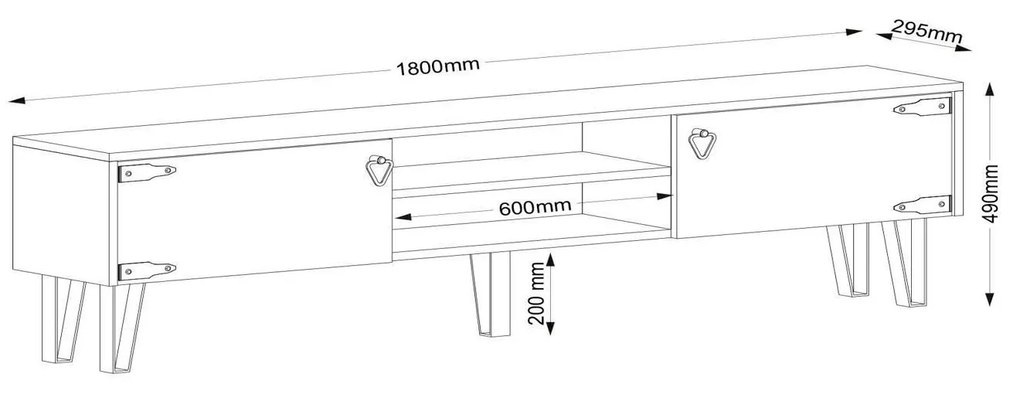 Έπιπλο Τηλεόρασης Thira Σκούρο Καφέ 180x30x49cm - 14410045 - 14410045