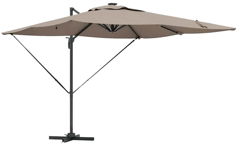 vidaXL Ομπρέλα ηλίου με φώτα λωρίδας LED Taupe 284 x 286 x 270 εκ.