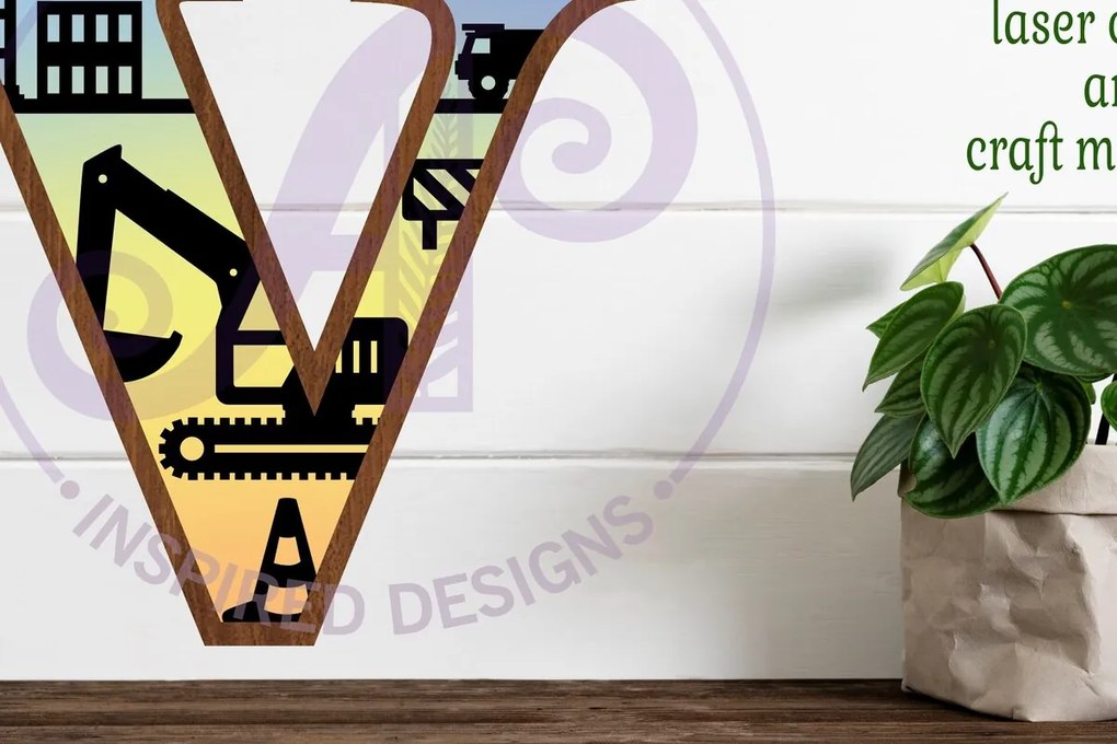 Intra απο ξύλο plywood 3mm-4mm πάχος - Κατασκευή Large V Wall Letter 3 Layer Δίασταση 30x20 cm INTRAFABR-115466977