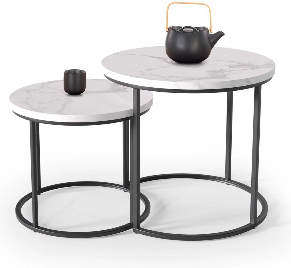 Σετ βοηθητικά τραπεζάκια σαλονιού Ergo-Leuko Marmaro