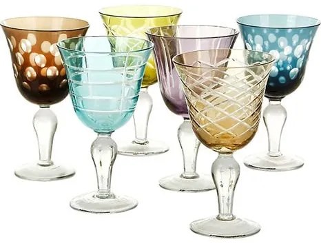 Wine Glass POLS POTTEN σετ 6 τεμαχίων σε διάφορα χρώματα, σκαλιστό 140-230-085-085