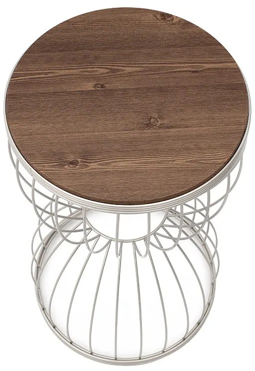 Βοηθητικό τραπεζάκι Pino Megapap μεταλλικό - Mdf χρώμα λευκό - καρυδί 35x35x58εκ.