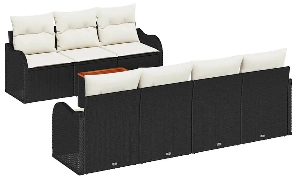 vidaXL Σετ Καναπέ Κήπου 8 pcs Μαύρος, λευκός