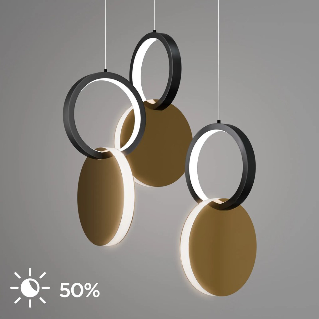 ΦΩΤΙΣΤΙΚΟ ΚΡΕΜΑΣΤΟ SYMMETRIC 1E LED 45W ΧΡΥΣΟ-ΜΑΥΡΟ Φ25X120CM