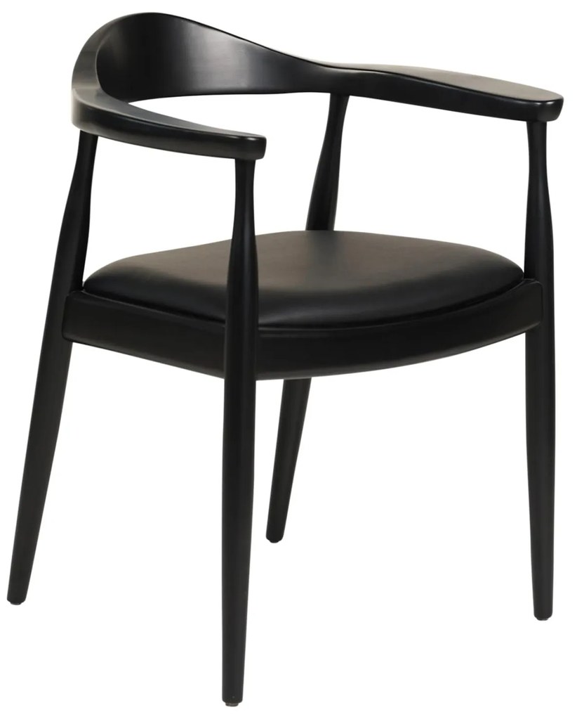 Πολυθρόνα Τραπεζαρίας ADOR RUBBERWOOD &amp; PU σε Μαύρο 62x54x76,5Υεκ 62x54x76.5 εκ.