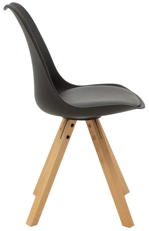 Καρέκλα Caron pakoworld PP μαύρο-φυσικό πόδι