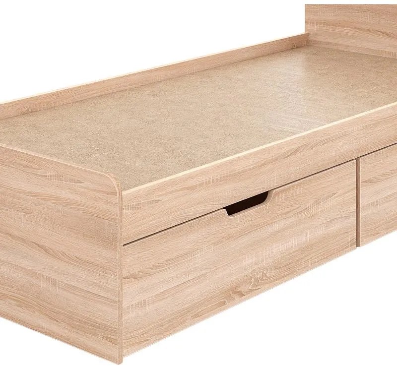 Κρεβάτι Regan με συρτάρια σε oak απόχρωση 90x200εκ 94.4x204.2x65 εκ.
