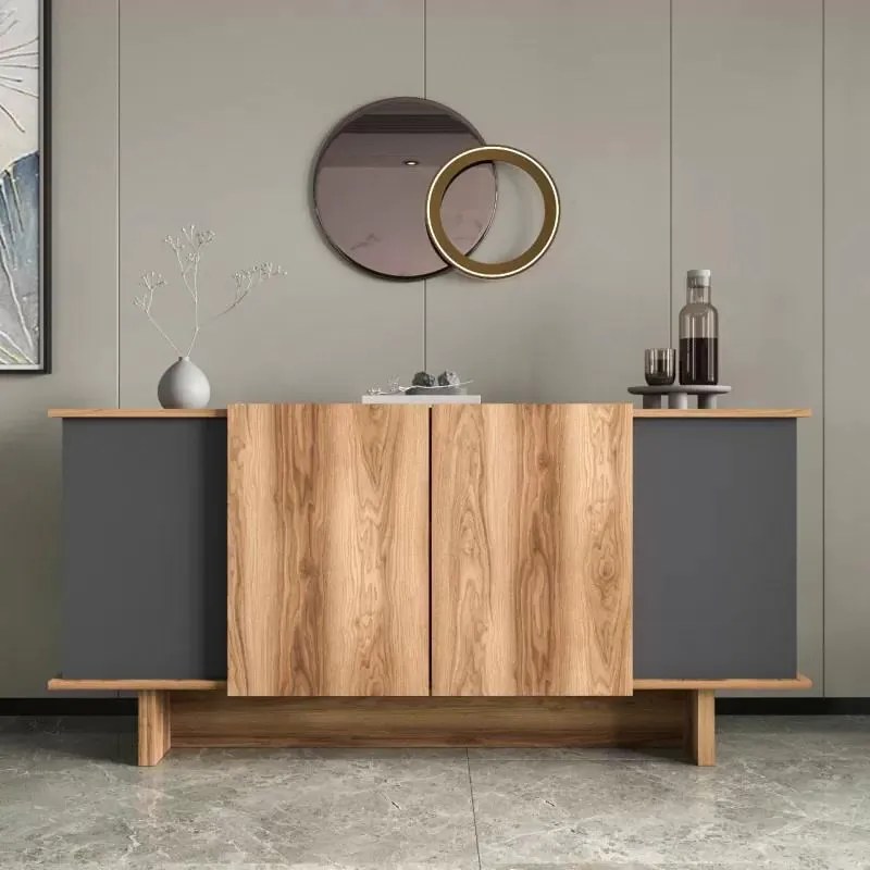 Μπουφές Aramos ανθρακί - oak 180x45x80 εκ. 180x45x80 εκ.