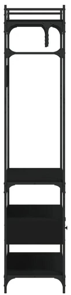 Ντουλάπα με Συρτάρια Μαύρη 89x39x184,5 εκ. Επεξεργασμένο Ξύλο - Μαύρο