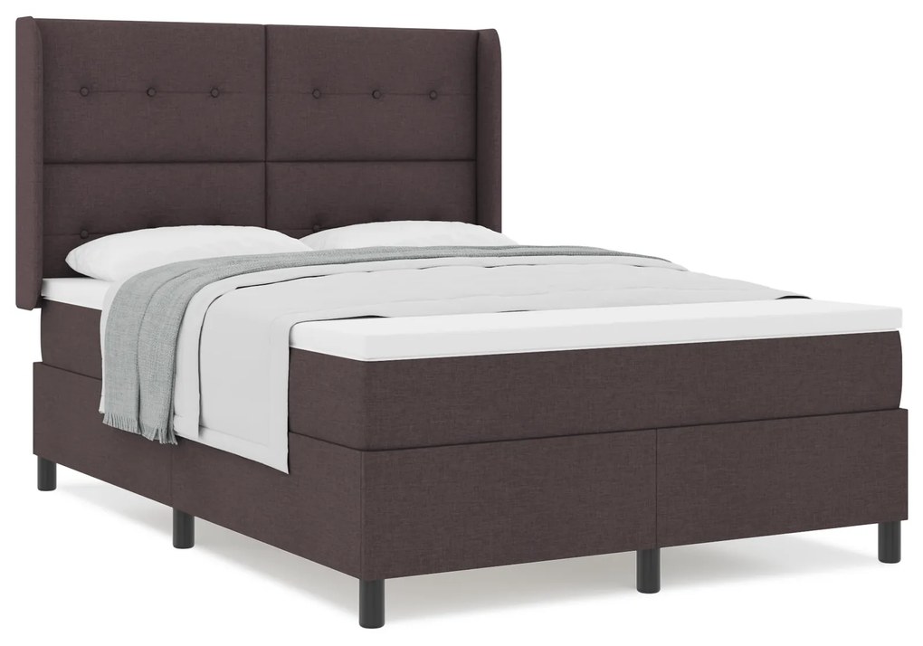 vidaXL Strawberry Box Spring Bed με Στρώμα Σκούρο Καφέ 160x200 εκ