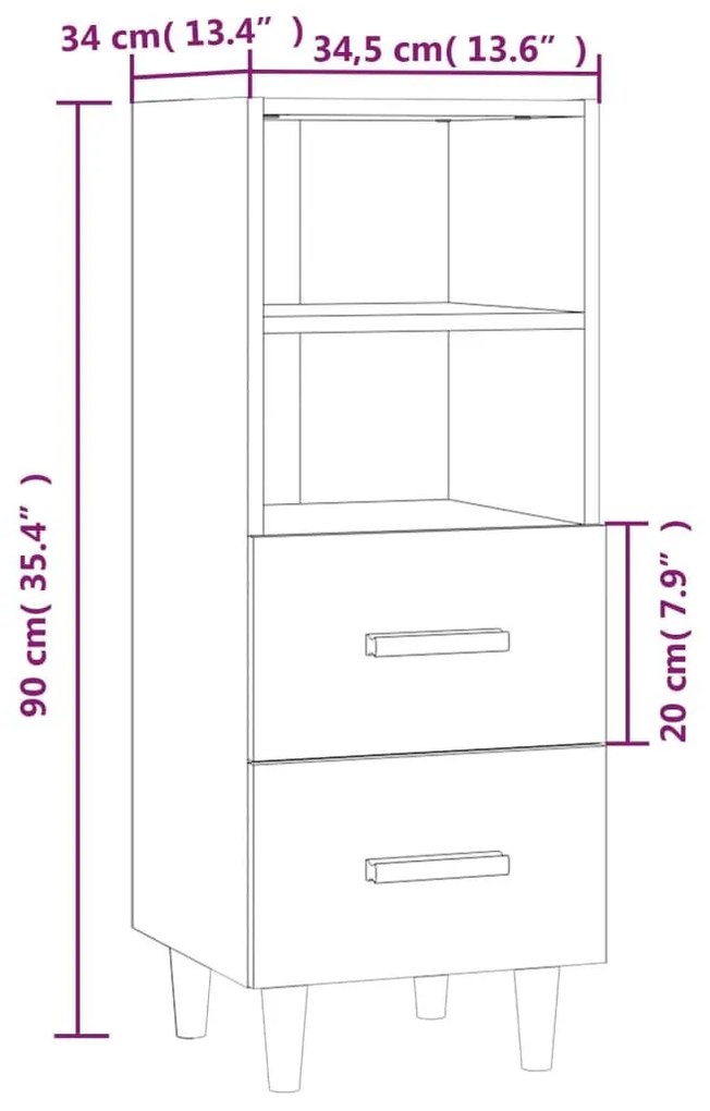 Ντουλάπι Καπνιστή Δρυς 34,5 x 34 x 90 εκ. Επεξεργασμένο Ξύλο - Καφέ