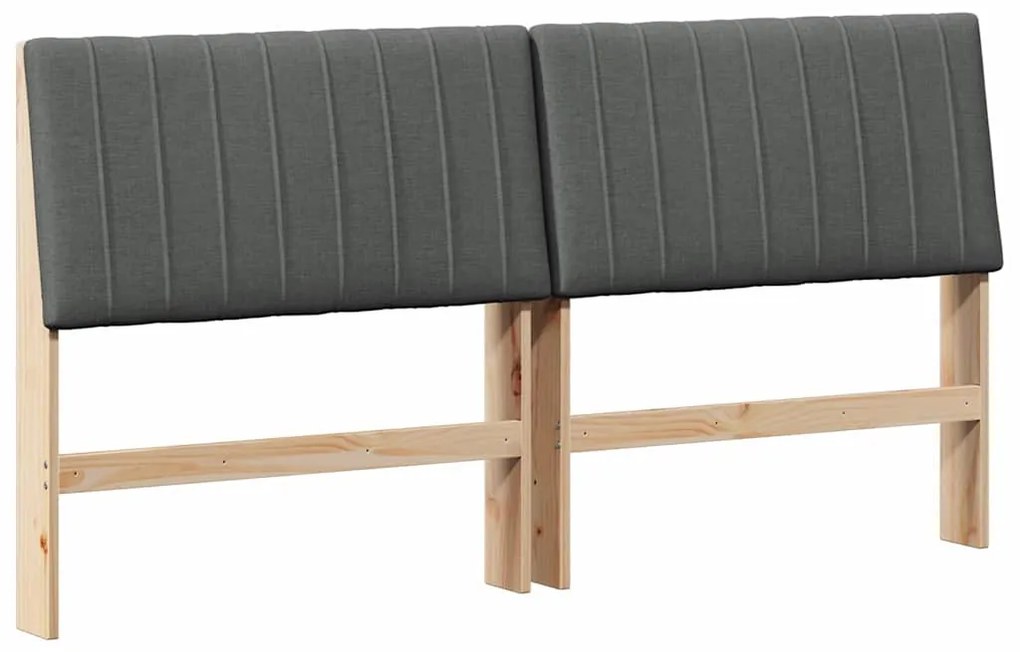 vidaXL Ταπετσαρισμένο κεφαλάρι Σκούρο Γκρι 200 cm Στερεά ξυλεία πεύκου