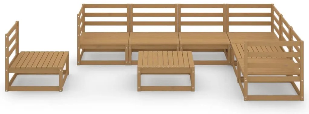 vidaXL Σαλόνι Κήπου Σετ 8 Τεμαχίων Καφέ Μελί από Μασίφ Ξύλο Πεύκου